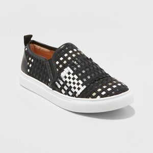 Woven Metallic Slip On Sneakers